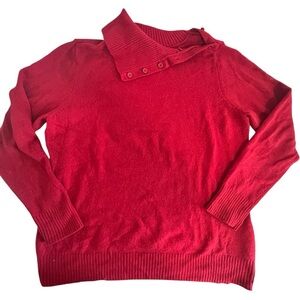ST JOHNS BAY Red Sweater Size XL Red holiday cozy warm button neck